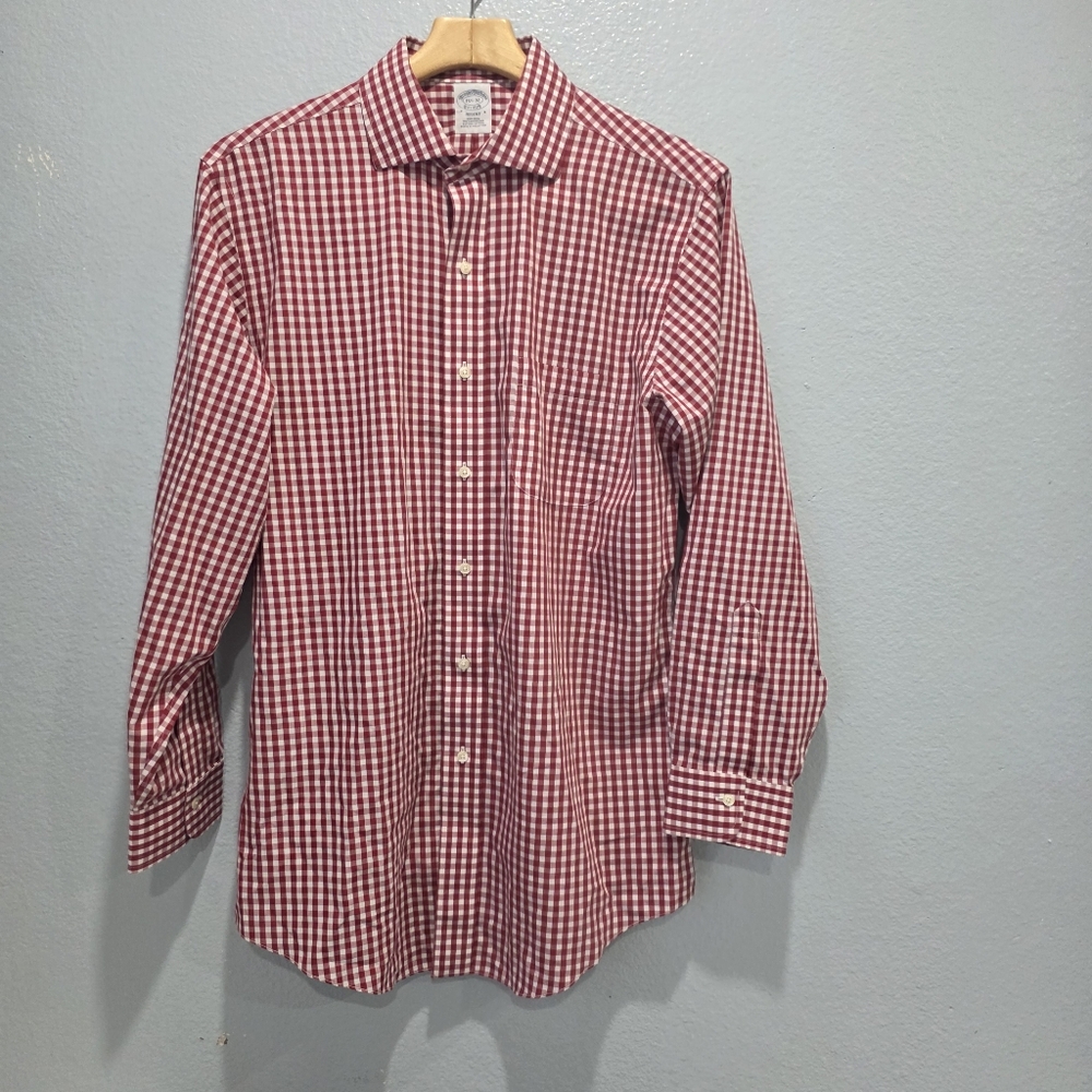 Brooks Brothers Regent Red Gingham Dress Shirt 15 1/2 - 32.